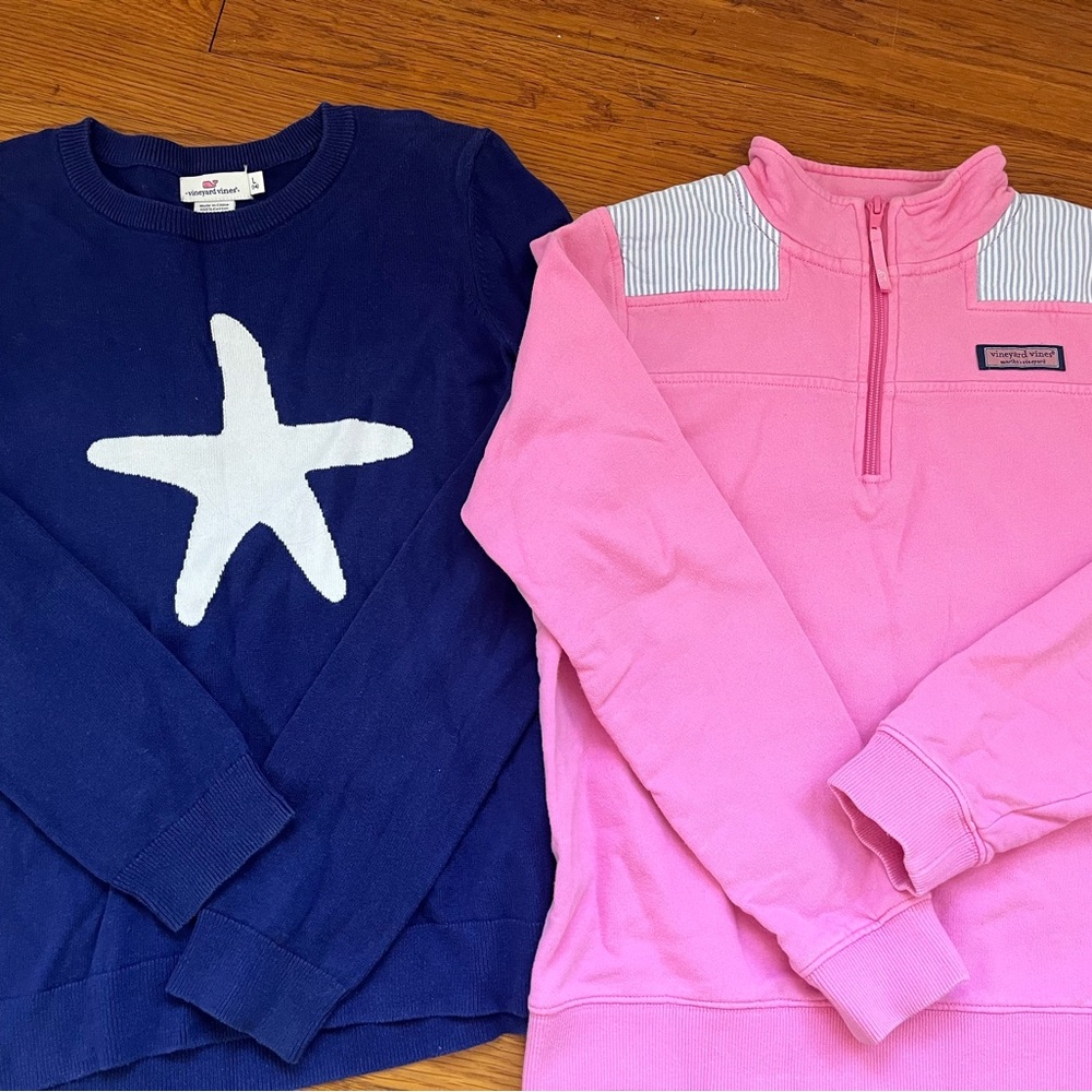 Vineyard Vines girls sz L/14 sweater and Shep shirt